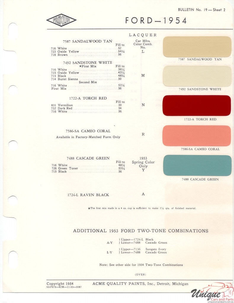 1954 Ford Paint Charts Acme 2